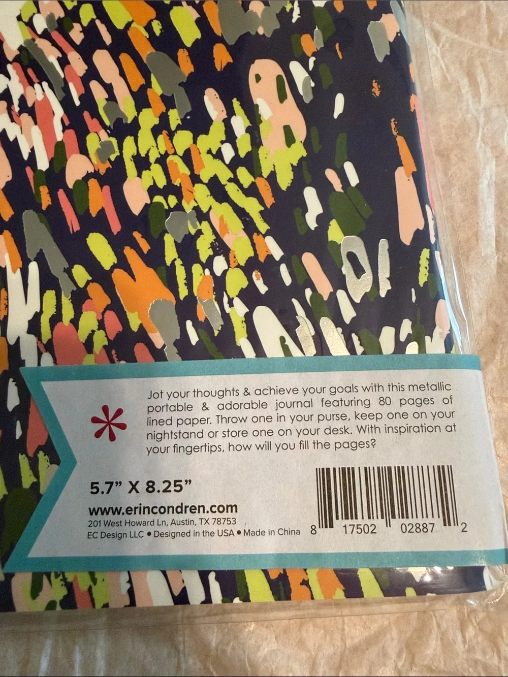 Erin Condren Jot Your Thought Notebook - Navy with Pink, Green, Orange, White